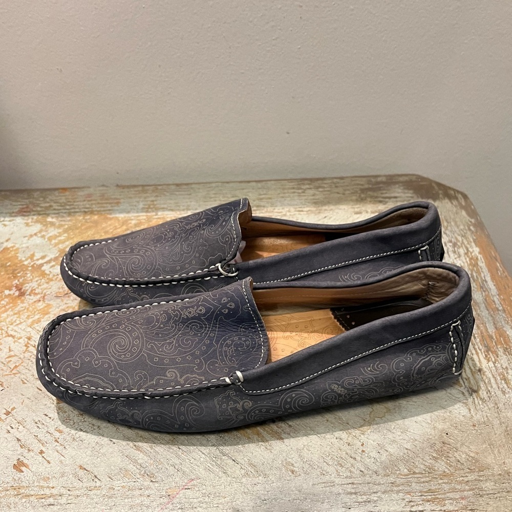 Robert Graham Soprano Paisley Gray Embossed Mens Size 9 Leather Slip On